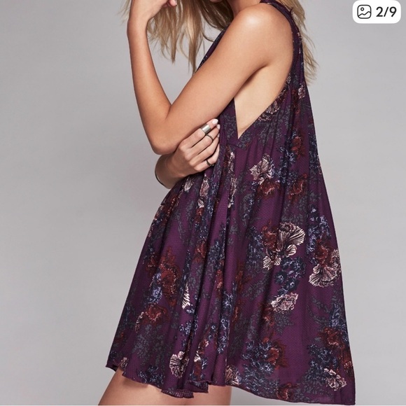 Intimately Free People "So You Say" Lace Floral Slip Dress Womens M Purple Boho - Picture 2 of 5